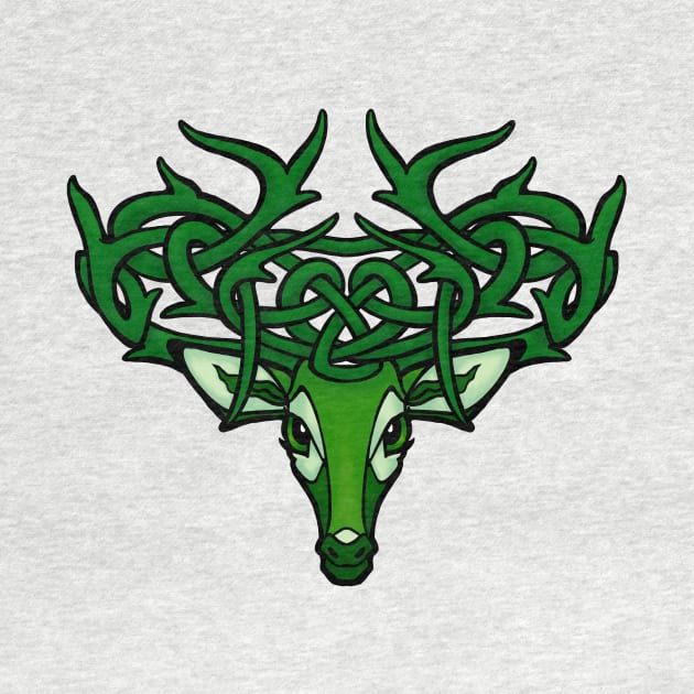 Celtic Deer with Knotted Antlers Green by RJKpoyp